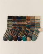 Vyla™ Soft Warm Retro Tribal Color Block Socks