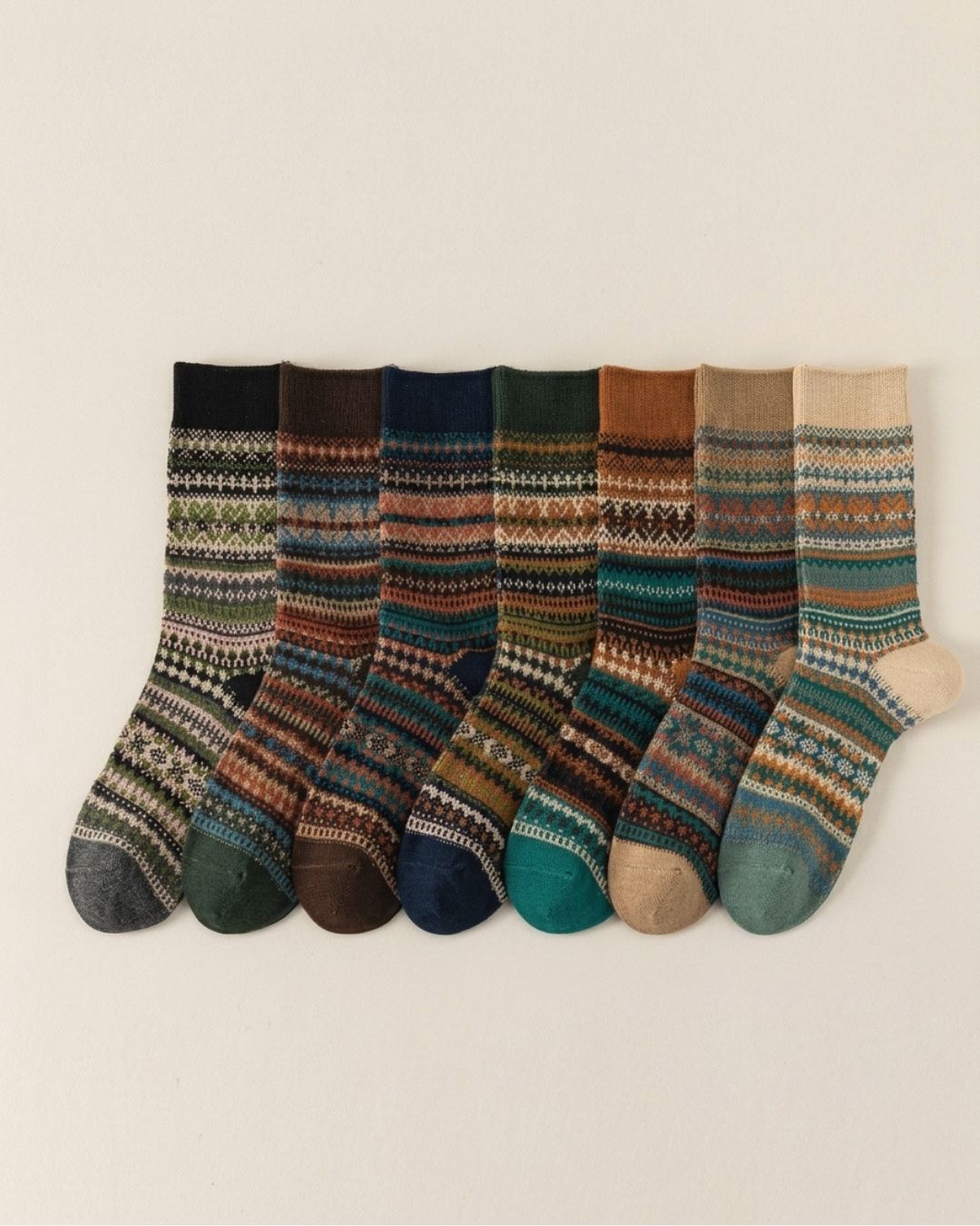 Vyla™ Soft Warm Retro Tribal Color Block Socks