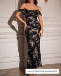 Vyla™ Floral Mesh Off-Shoulder Ruched Bodycon Maxi Dress