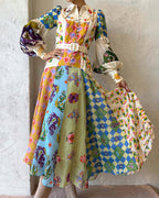 Vyla™ Coastal Print Lantern Sleeve Maxi Shirt Dress