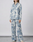 Vyla™ Artistic Graffiti Oversized Shirt & Wide-Leg Pant Set