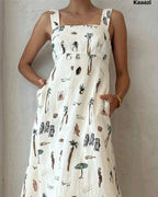 Vyla™ Botanical Print Tie-Strap Open Back Maxi Dress