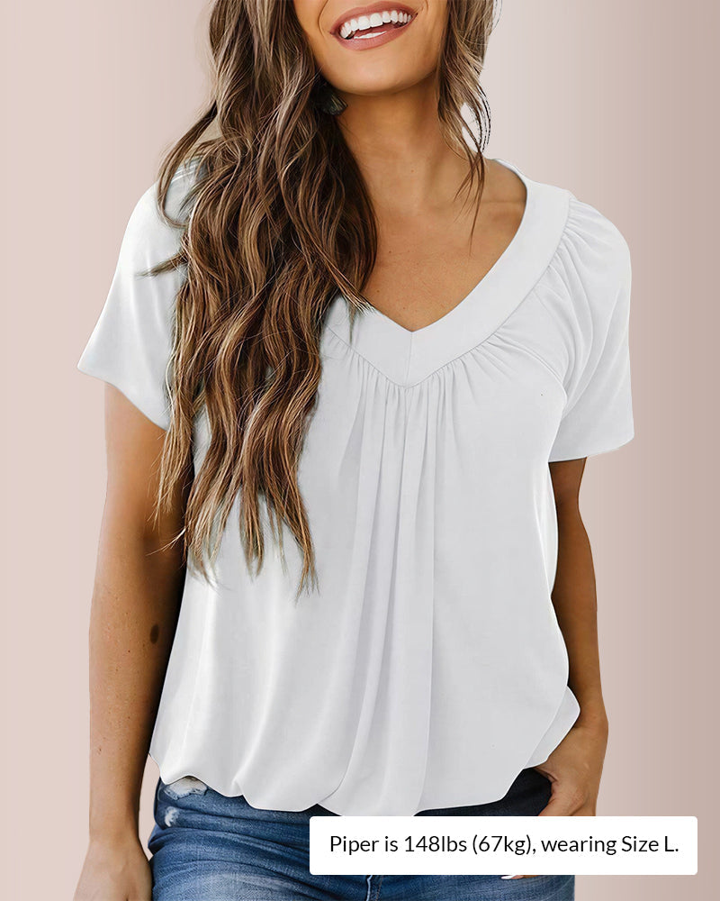 Vyla™ Women’s V-Neck Shirred Summer Top