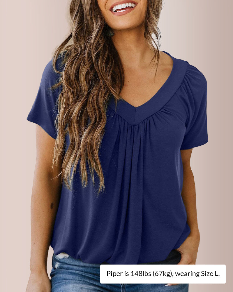 Vyla™ Women’s V-Neck Shirred Summer Top