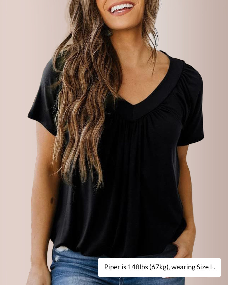 Vyla™ Women’s V-Neck Shirred Summer Top