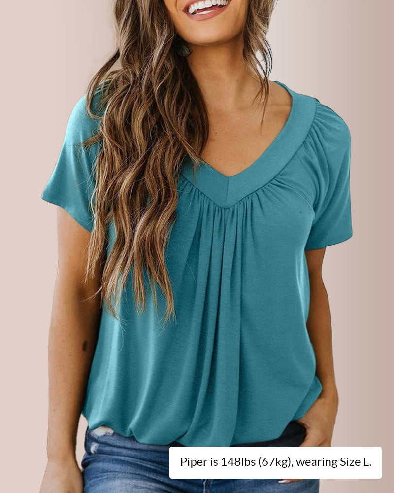 Vyla™ Women’s V-Neck Shirred Summer Top