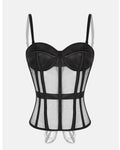 Vyla™ French Vintage Sheer Mesh Boned Corset Bustier Top