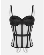 Vyla™ French Vintage Sheer Mesh Boned Corset Bustier Top