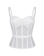 Vyla™ French Vintage Sheer Mesh Boned Corset Bustier Top