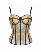 Vyla™ French Vintage Sheer Mesh Boned Corset Bustier Top