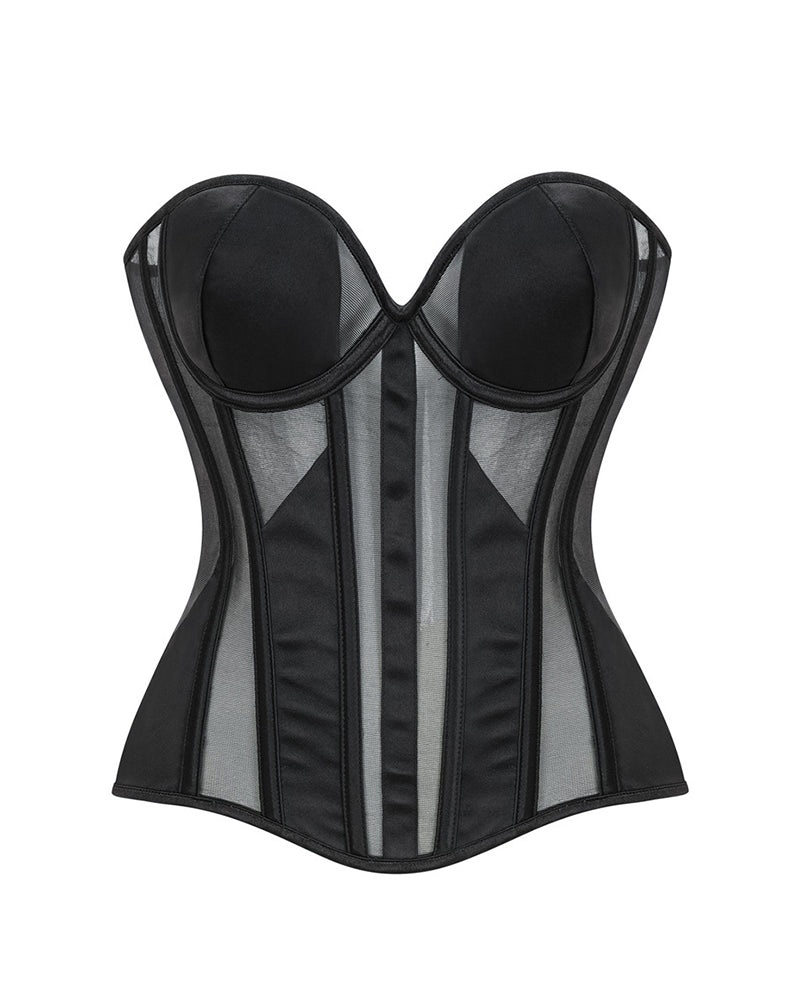 Vyla™ Sheer Mesh Boned Corset Bustier Top
