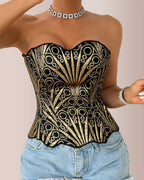Vyla™ Retro Western Sequin Corset Irregular Double-Layer Bodice
