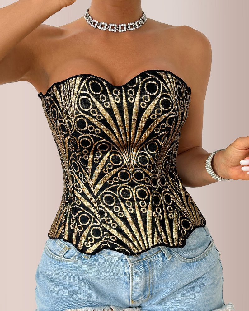 Vyla™ Retro Western Sequin Corset Irregular Double-Layer Bodice