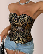Vyla™ Retro Western Sequin Corset Irregular Double-Layer Bodice