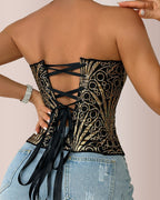 Vyla™ Retro Western Sequin Corset Irregular Double-Layer Bodice