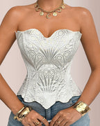 Vyla™ Retro Western Sequin Corset Irregular Double-Layer Bodice