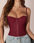Vyla™ Front Button Lace-Up Corset Bustier Top