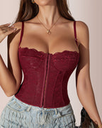 Vyla™ Front Button Lace-Up Corset Bustier Top