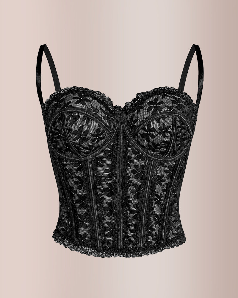 Vyla™ Sheer Floral Lace Boned Corset