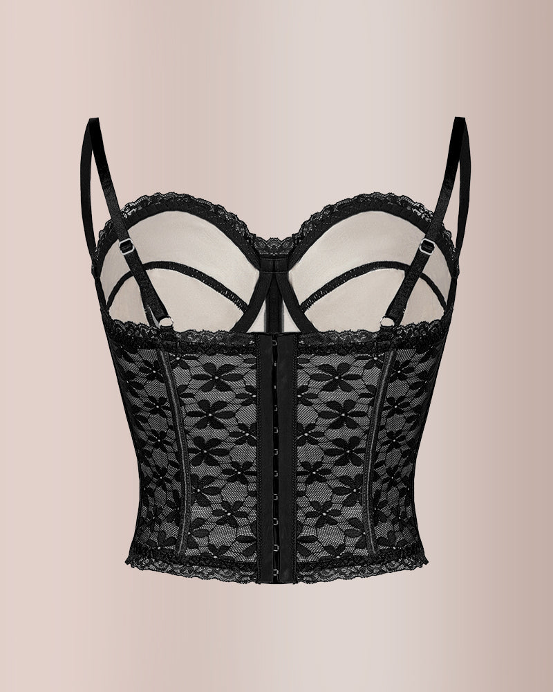 Vyla™ Sheer Floral Lace Boned Corset