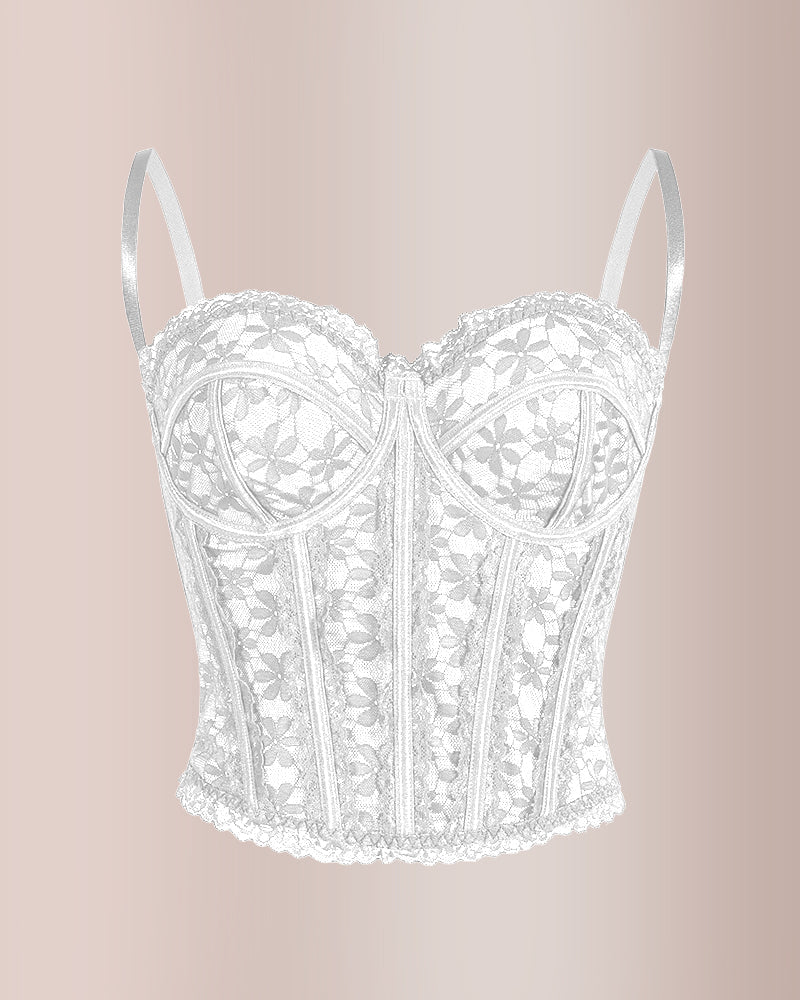 Vyla™ Sheer Floral Lace Boned Corset