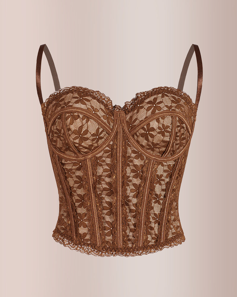 Vyla™ Sheer Floral Lace Boned Corset