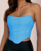 Vyla™ Mesh Ruched Bustier Tube Top