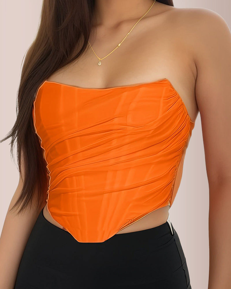 Vyla™ Mesh Ruched Bustier Tube Top