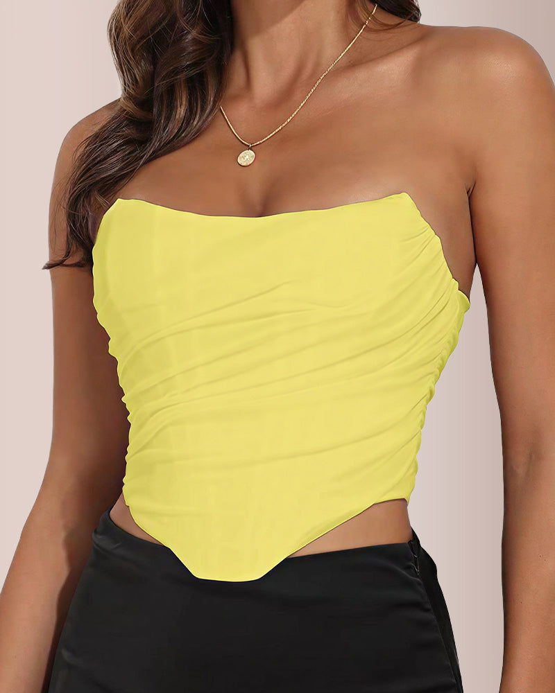 Vyla™ Mesh Ruched Bustier Tube Top