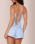 Vyla™ Women's Striped Cami Crop Top and Shorts 2-Piece Set