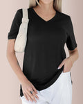Vyla™ Essential V-Neck Side-Slit Relaxed Tee