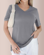 Vyla™ Essential V-Neck Side-Slit Relaxed Tee