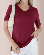 Vyla™ Essential V-Neck Side-Slit Relaxed Tee