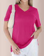 Vyla™ Essential V-Neck Side-Slit Relaxed Tee