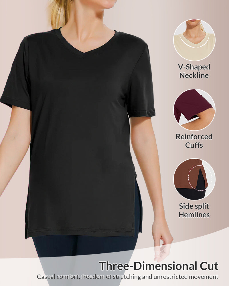 Vyla™ Essential V-Neck Side-Slit Relaxed Tee