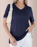 Vyla™ Essential V-Neck Side-Slit Relaxed Tee