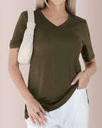 Vyla™ Essential V-Neck Side-Slit Relaxed Tee