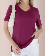 Vyla™ Essential V-Neck Side-Slit Relaxed Tee