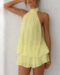 Vyla™ Halter Neck Ruffle Layered Mini Dress