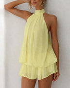 Vyla™ Halter Neck Ruffle Layered Mini Dress