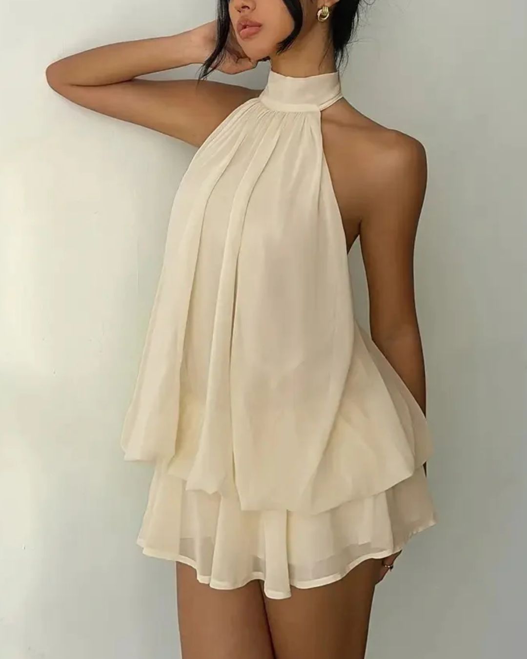 Vyla™ Halter Neck Ruffle Layered Mini Dress