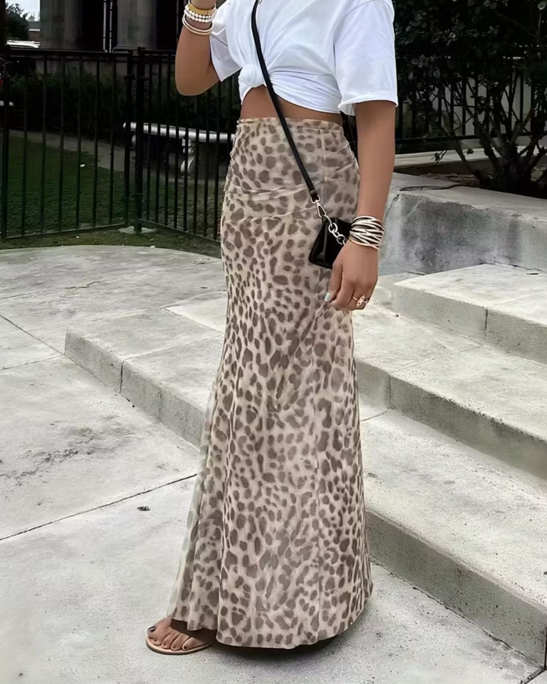 Vyla™ High-Waisted Leopard Print Mesh Skirt