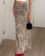 Vyla™ High-Waisted Leopard Print Mesh Skirt