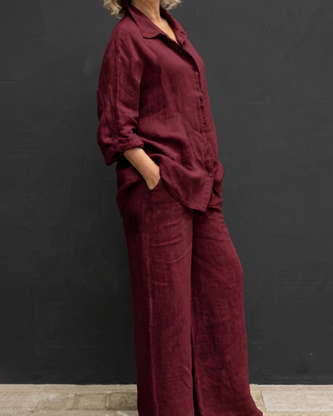 Vyla™ Casual Fashion Cozy Breathable Shirt & Wide Leg Pants Outfit