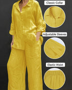 Vyla™ Casual Fashion Cozy Breathable Shirt & Wide Leg Pants Outfit