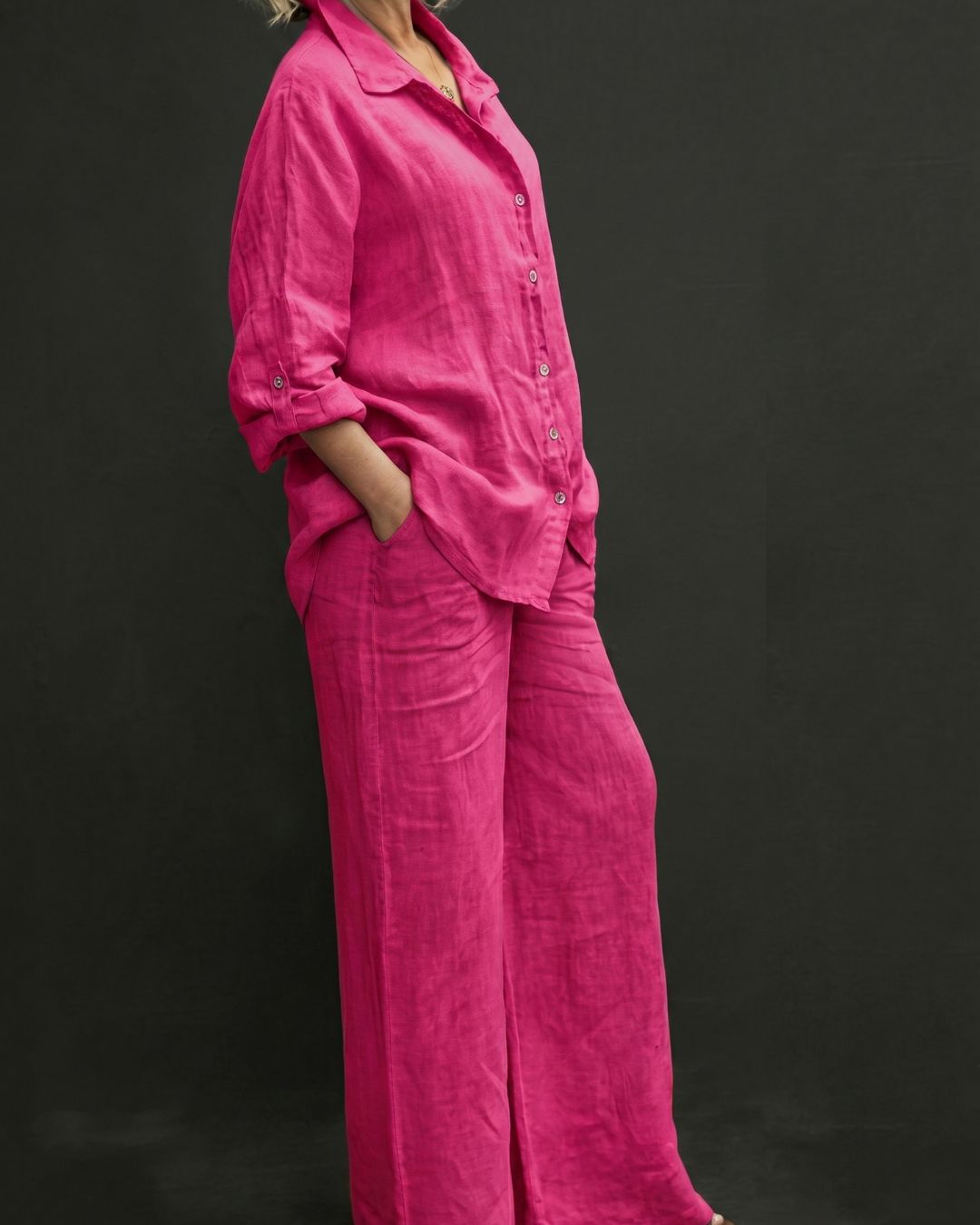 Vyla™ Casual Fashion Cozy Breathable Shirt & Wide Leg Pants Outfit