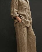Vyla™ Casual Fashion Cozy Breathable Shirt & Wide Leg Pants Outfit
