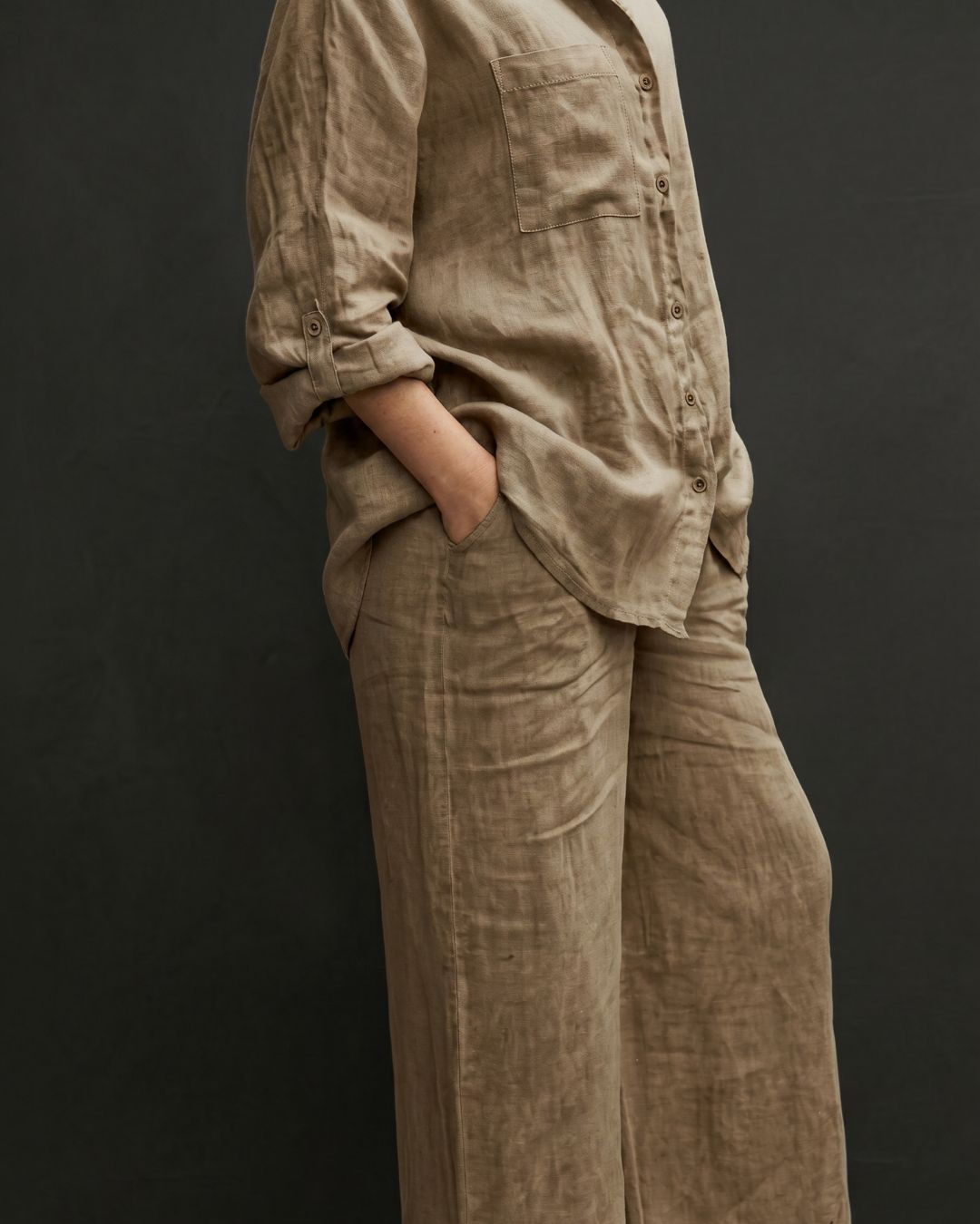 Vyla™ Casual Fashion Cozy Breathable Shirt & Wide Leg Pants Outfit