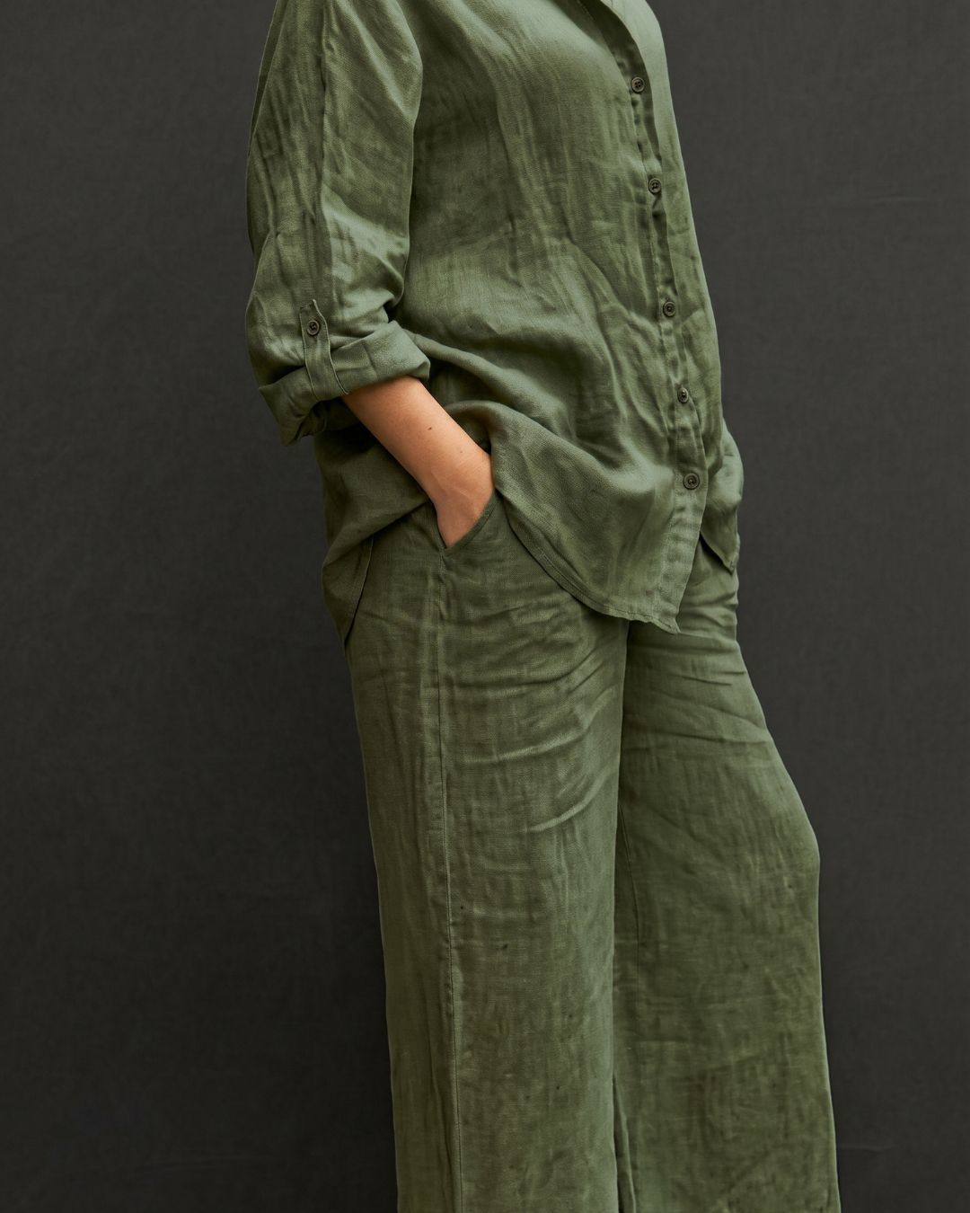 Vyla™ Casual Fashion Cozy Breathable Shirt & Wide Leg Pants Outfit