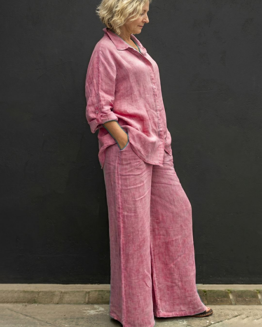 Vyla™ Casual Fashion Cozy Breathable Shirt & Wide Leg Pants Outfit